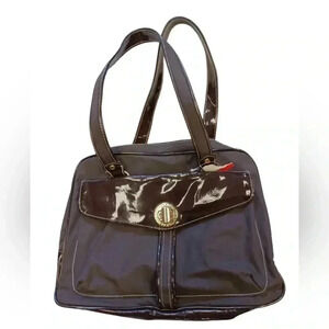 Isaac Mizrahi Brown Patent Leather Shoulder Bag  Purse